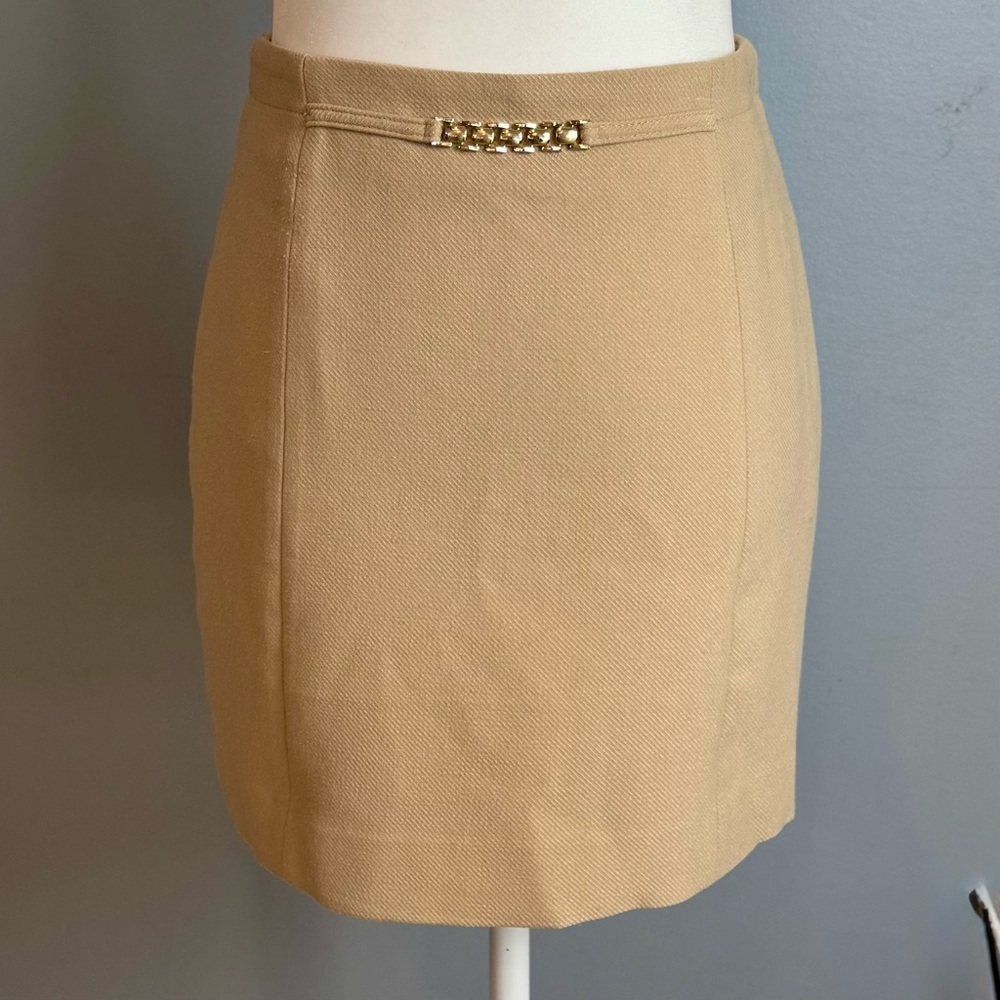 H&M Tan Pencil Skirt with Gold Accent